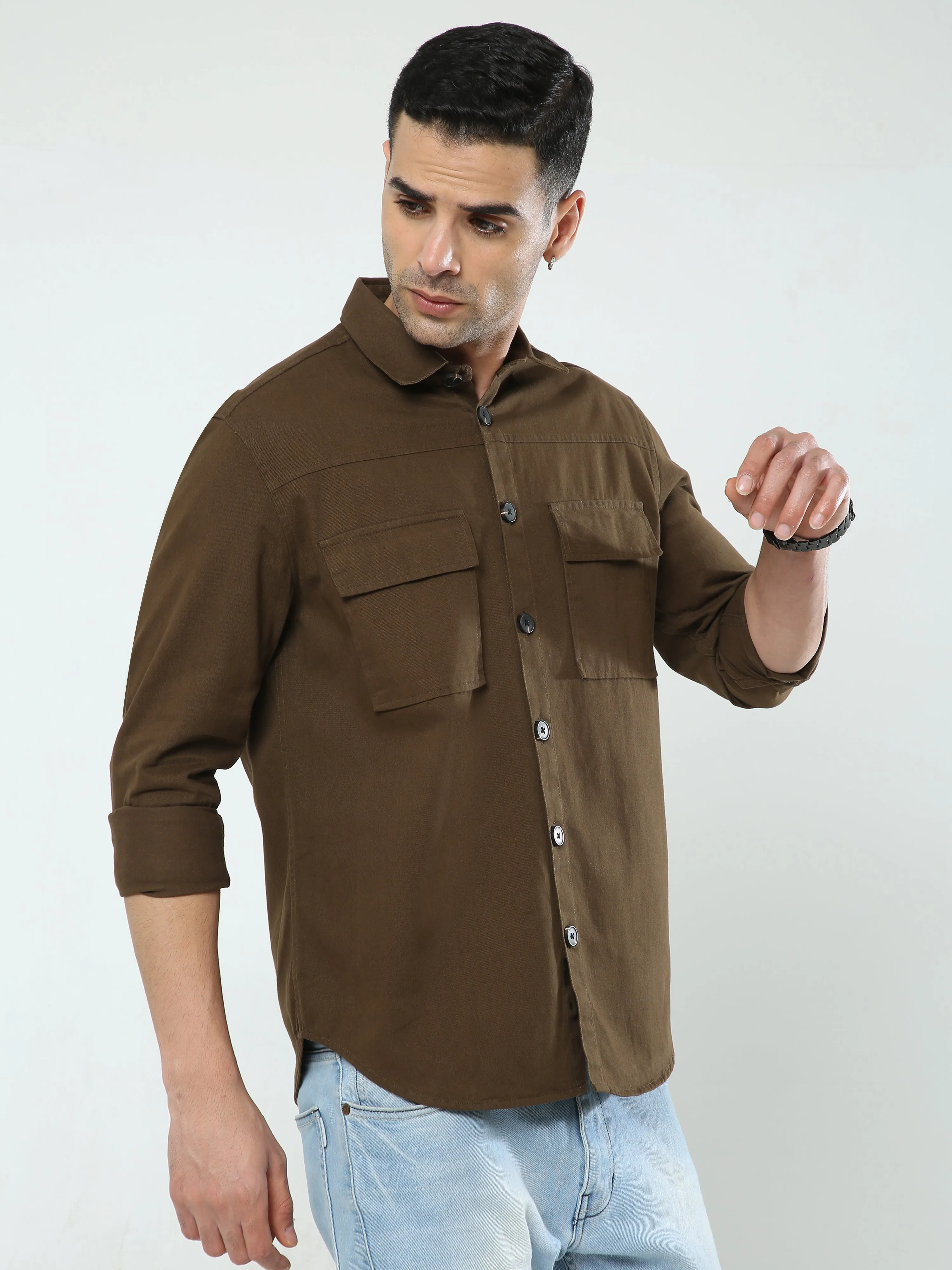 Albatross Dark Brown Shacket for men