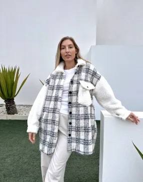 Black & White Fluffy Jacket Sweater