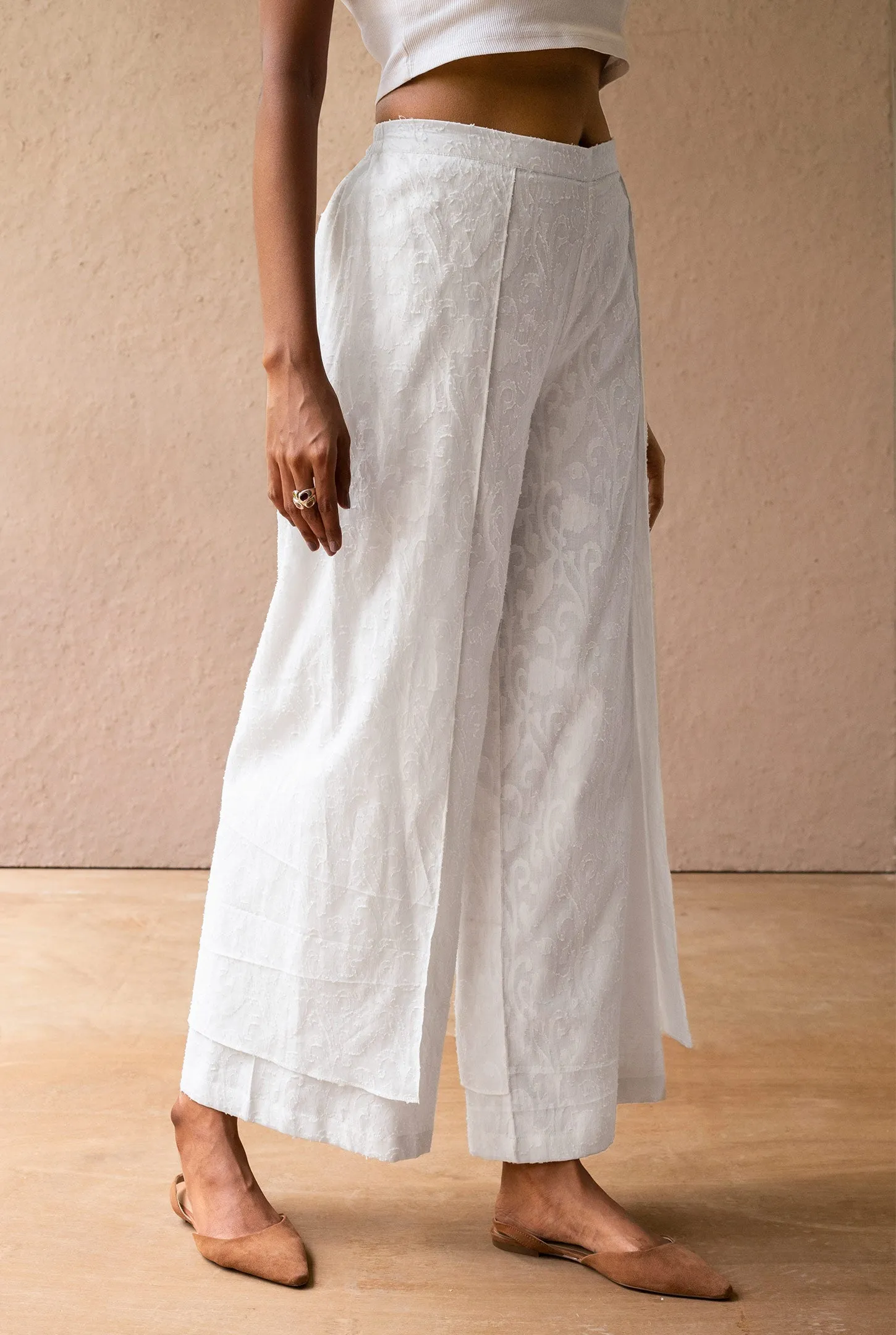 Blanco Overlap Pleated Pants