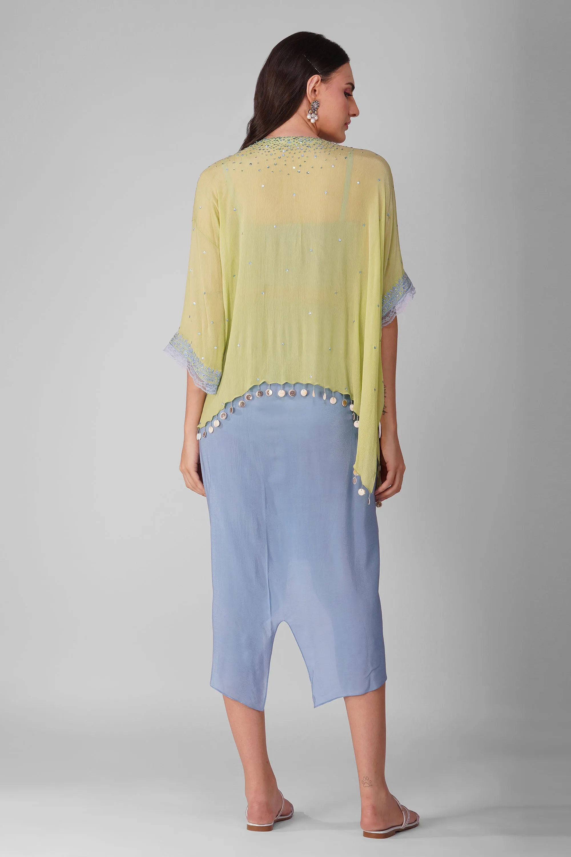 Blue Starry Sky Drape skirt and Cape Set
