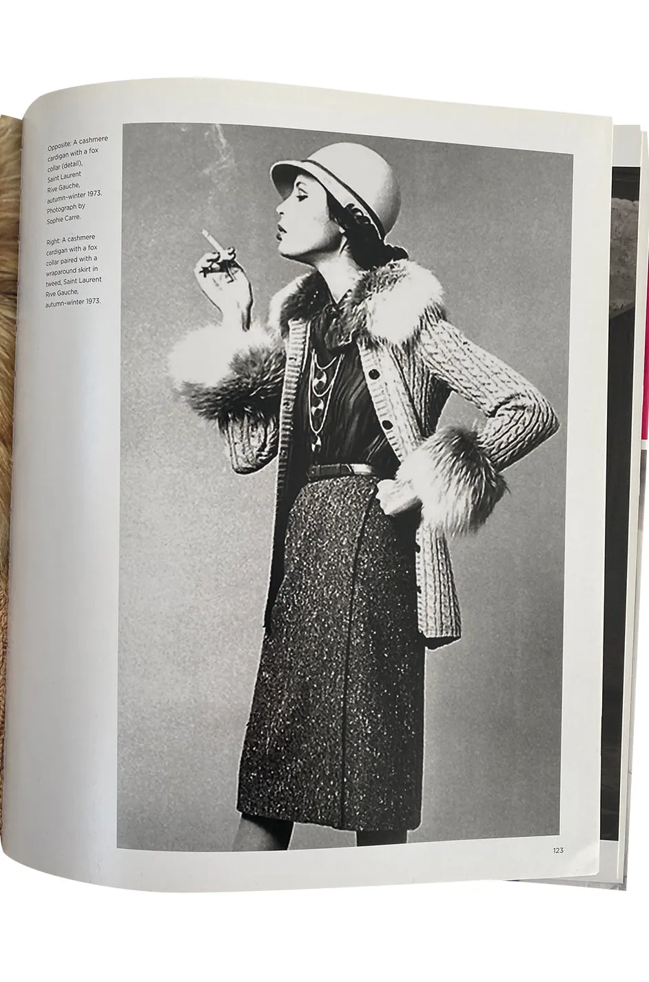 c. 1973 Yves Saint Laurent Black Ribbed Knit Sweater w Mongolian Fur Trimmed Collar & Cuffs