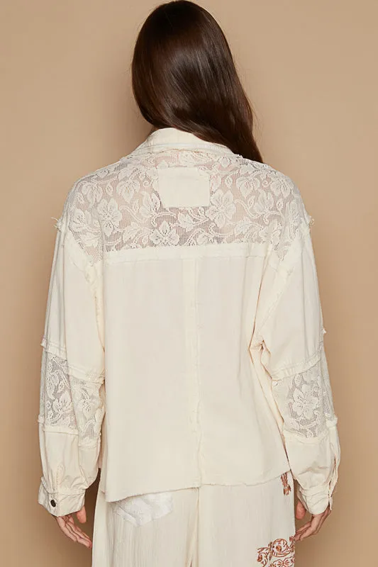 Denim Printed Jacket Style Shirt