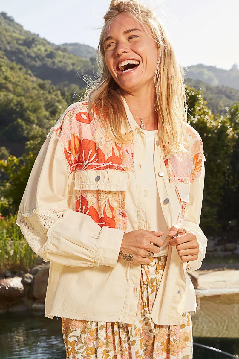 Denim Printed Jacket Style Shirt