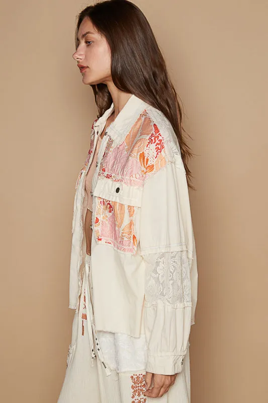 Denim Printed Jacket Style Shirt