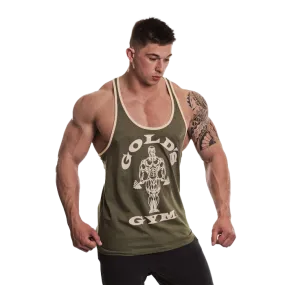 Golds Gym Muscle Joe Contrast Stringer - Army/White