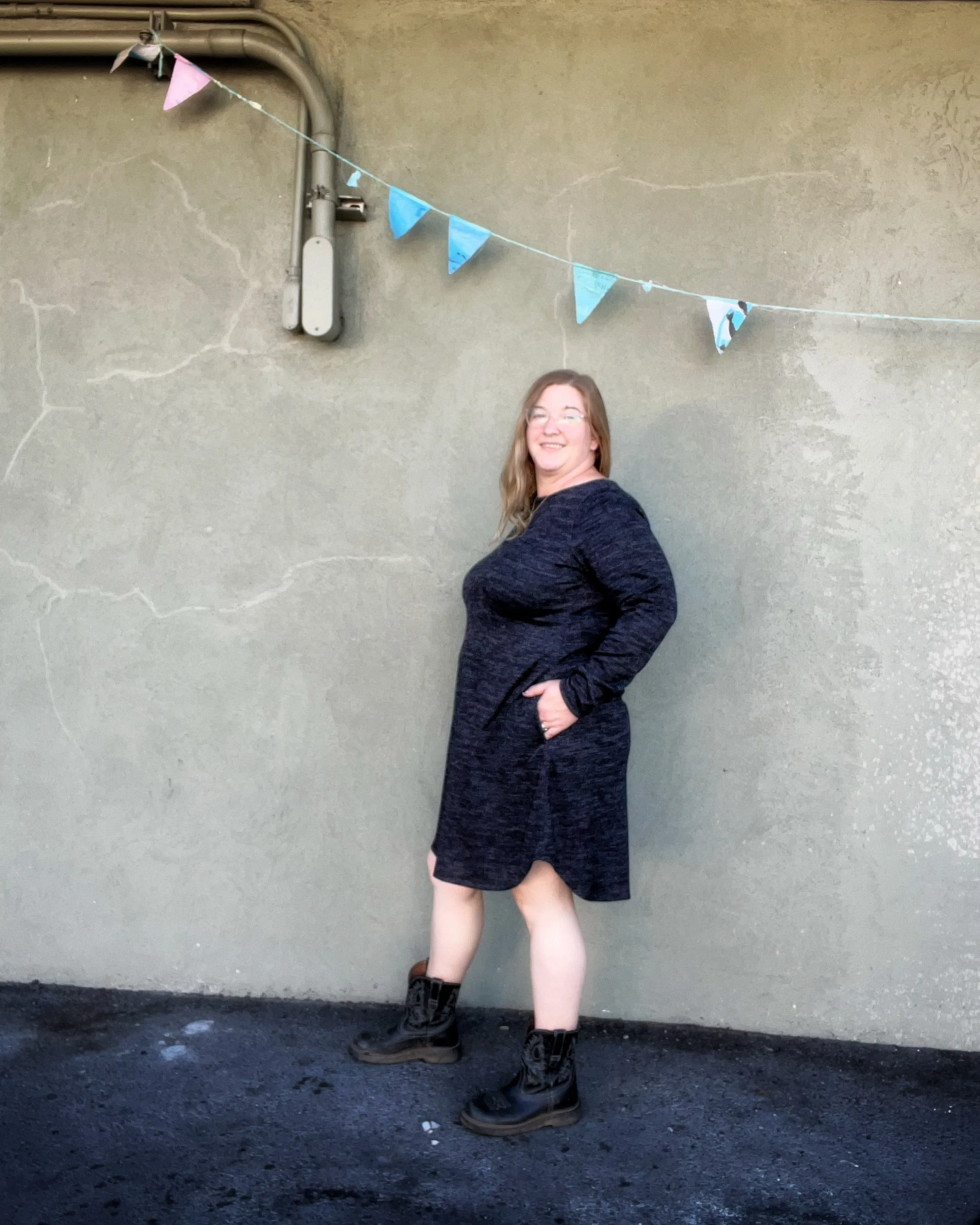 Helen Dress in Charcoal Sweater Knit