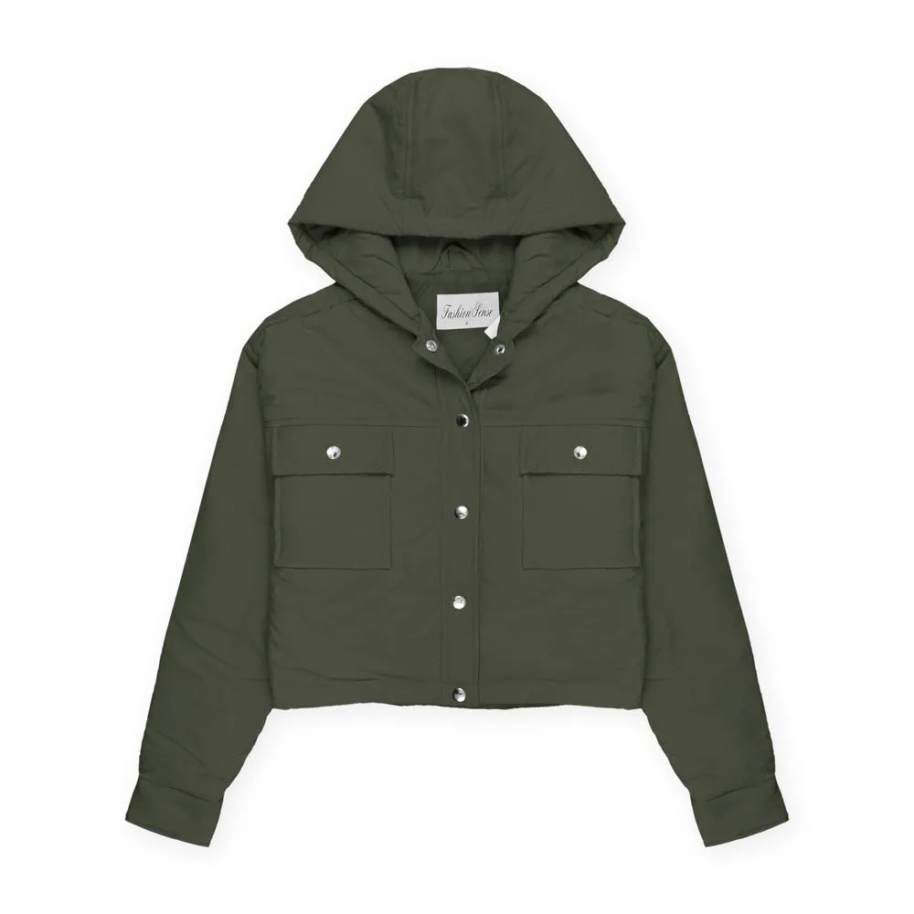 Hooded Full Sleeve Crop Jacket for Women-Fp730-2036