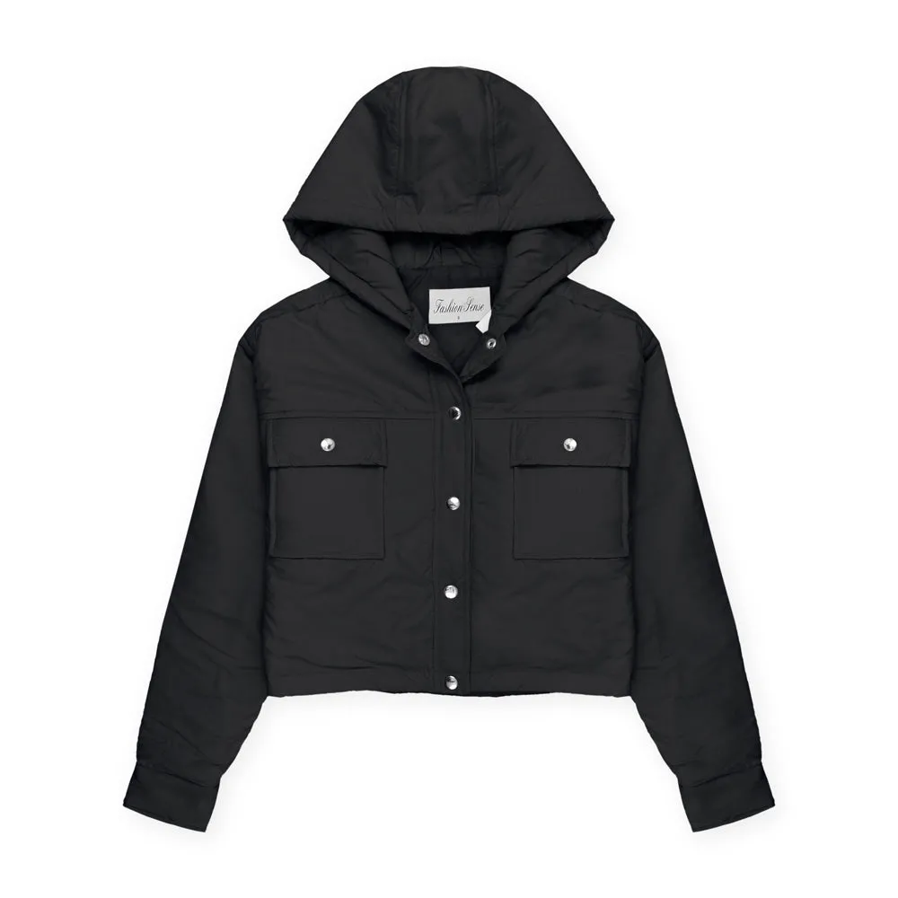Hooded Full Sleeve Crop Jacket for Women-Fp730-2036