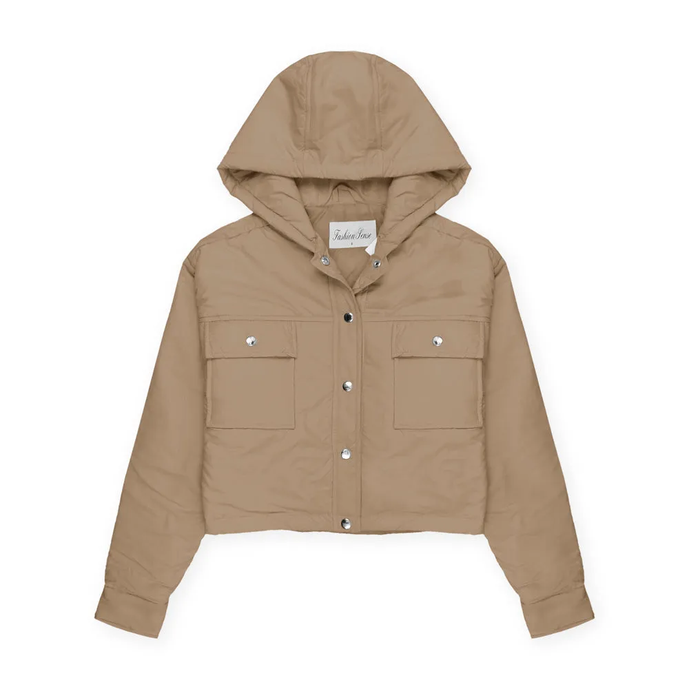 Hooded Full Sleeve Crop Jacket for Women-Fp730-2036