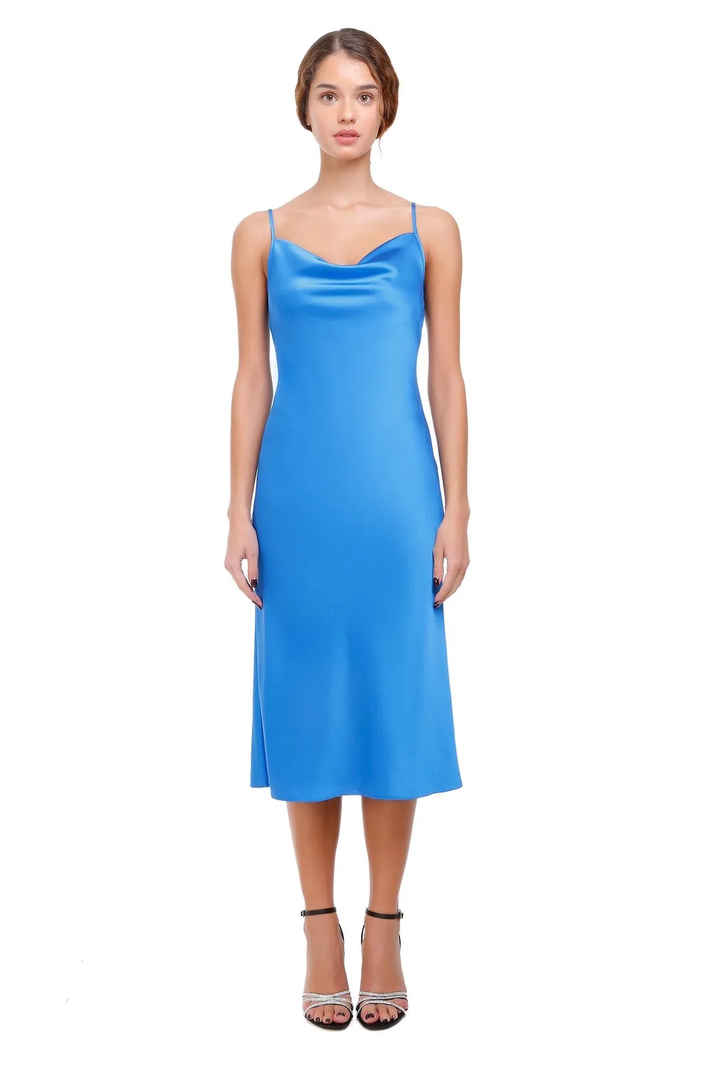 Janna Blue Silk Slip Dress