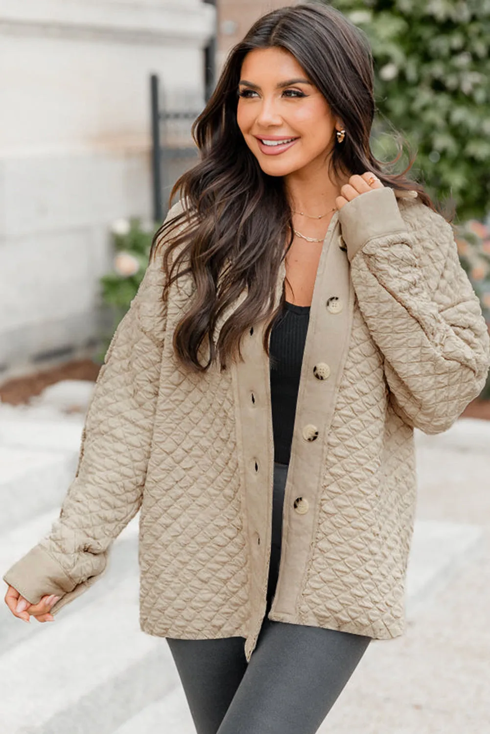Jet Stream Solid Colour Quilted Puffer Buttoned Shacket
