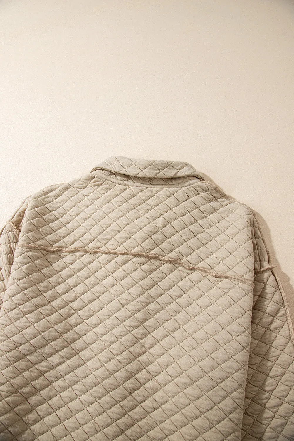 Jet Stream Solid Colour Quilted Puffer Buttoned Shacket