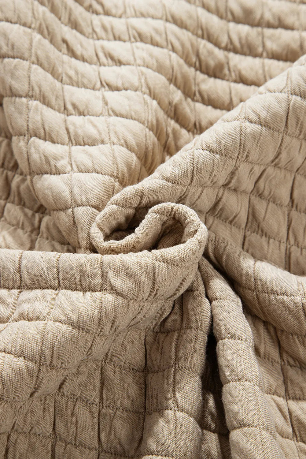 Jet Stream Solid Colour Quilted Puffer Buttoned Shacket