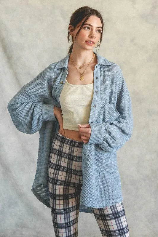 Listicle Soft Thermal Knit Shacket Top