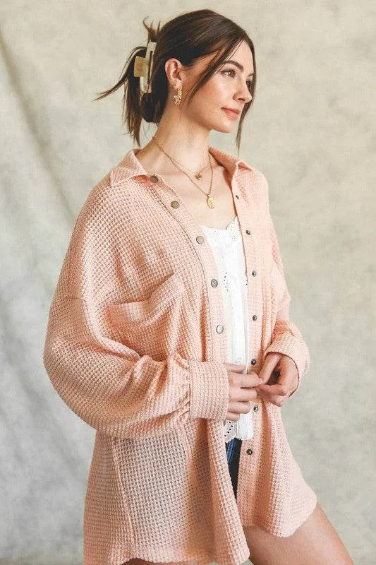 Listicle Soft Thermal Knit Shacket Top