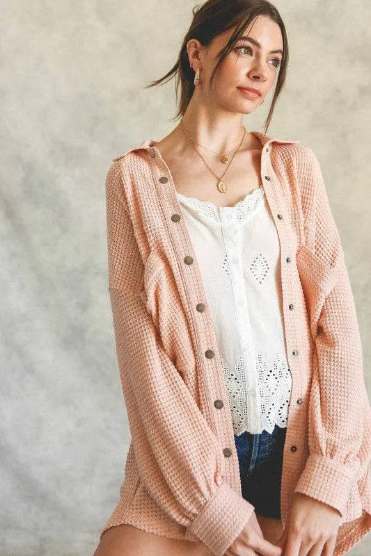 Listicle Soft Thermal Knit Shacket Top