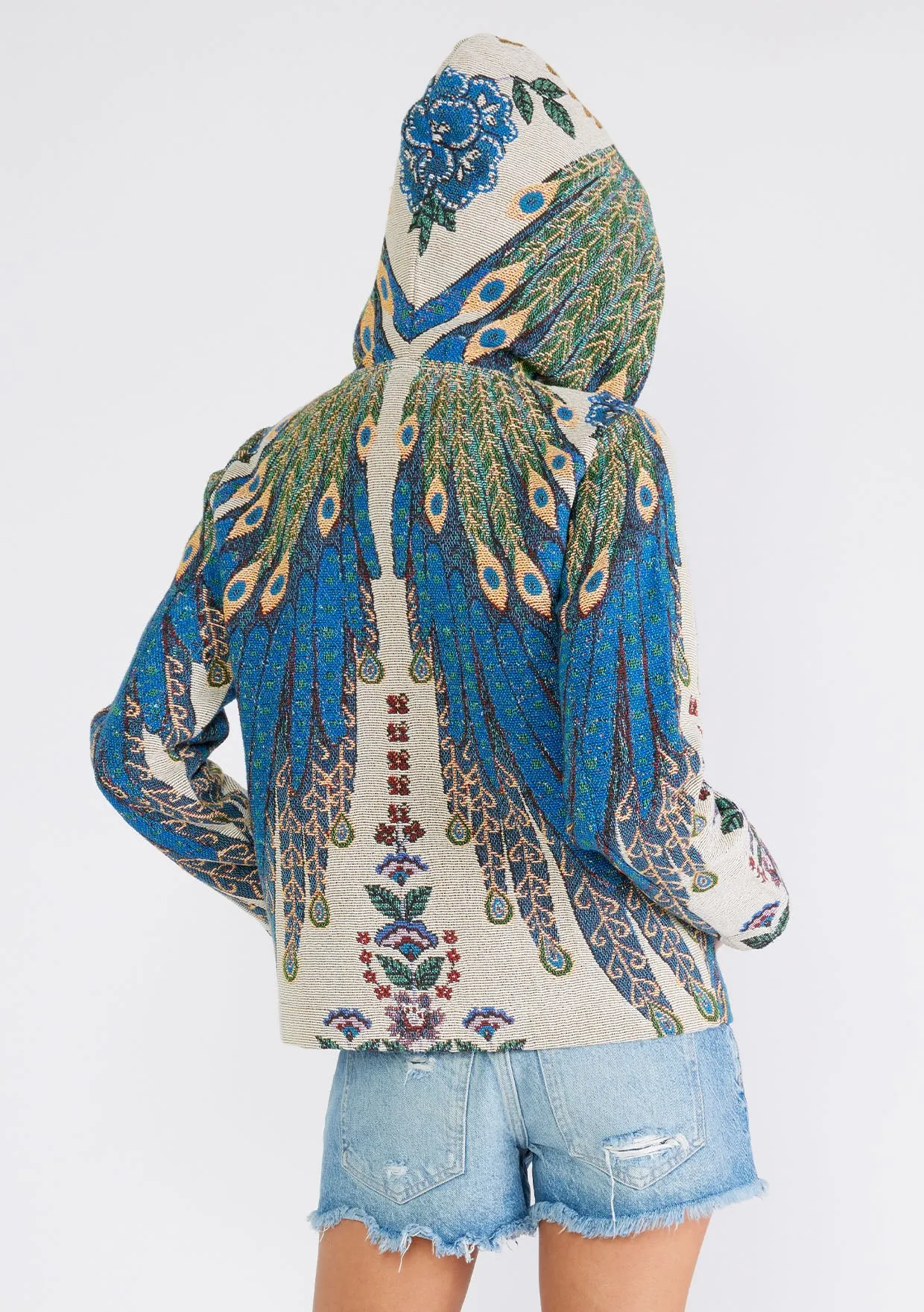 Long Sleeve Zipper Front Tapestry Hoodie Jacket