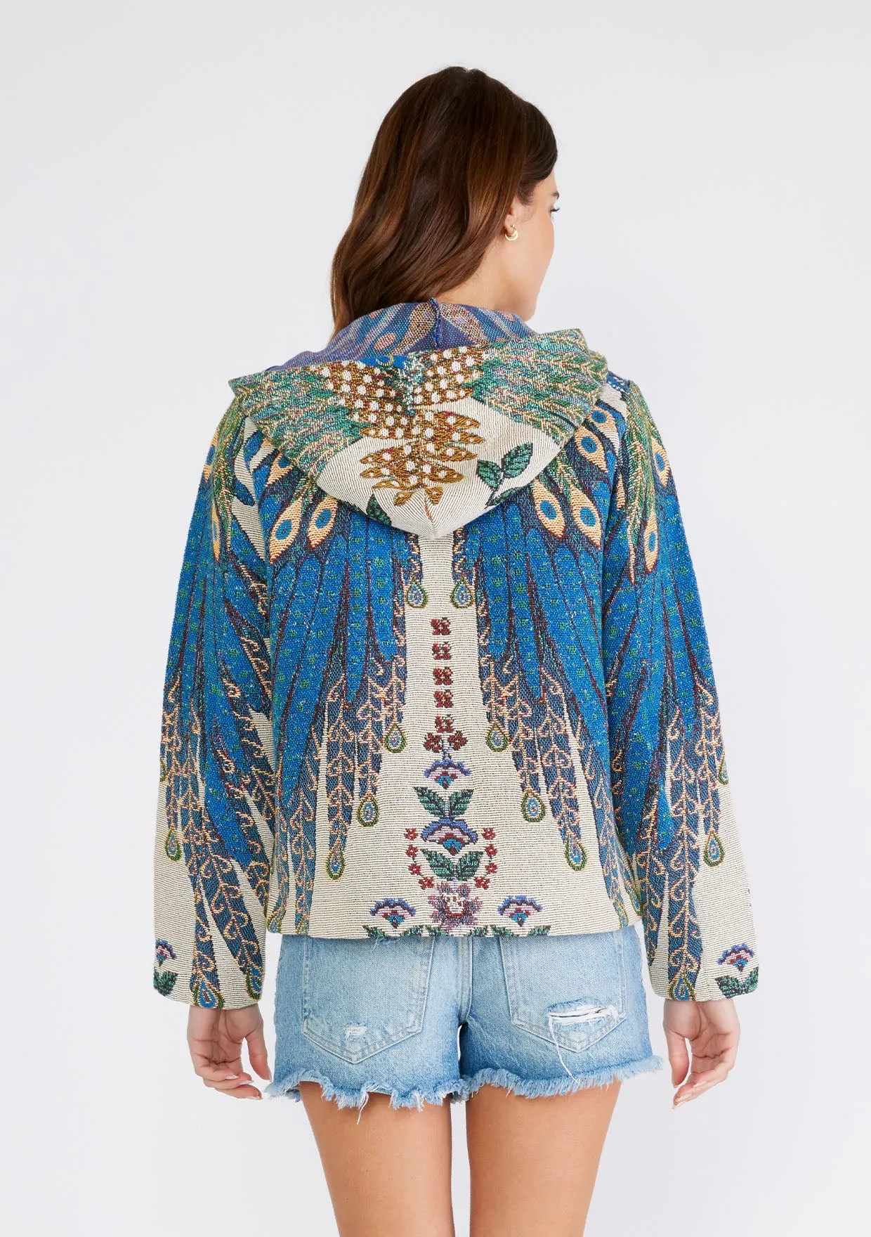 Long Sleeve Zipper Front Tapestry Hoodie Jacket