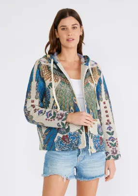 Long Sleeve Zipper Front Tapestry Hoodie Jacket