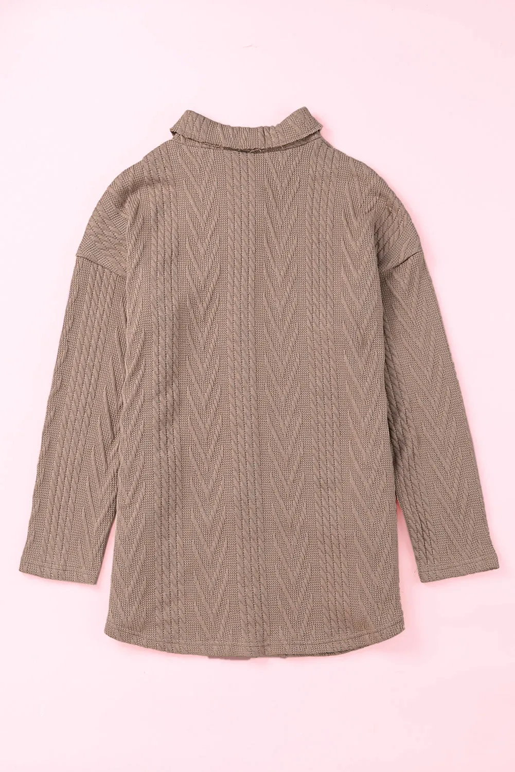 Oversize Textured Knit Button Front Shacket