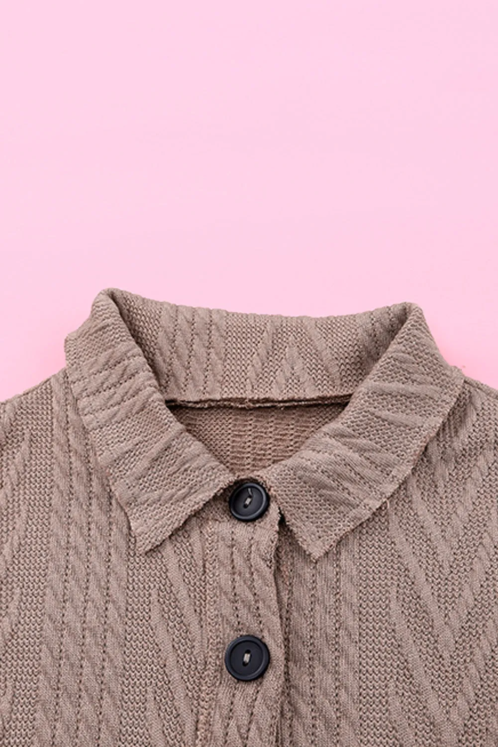 Oversize Textured Knit Button Front Shacket