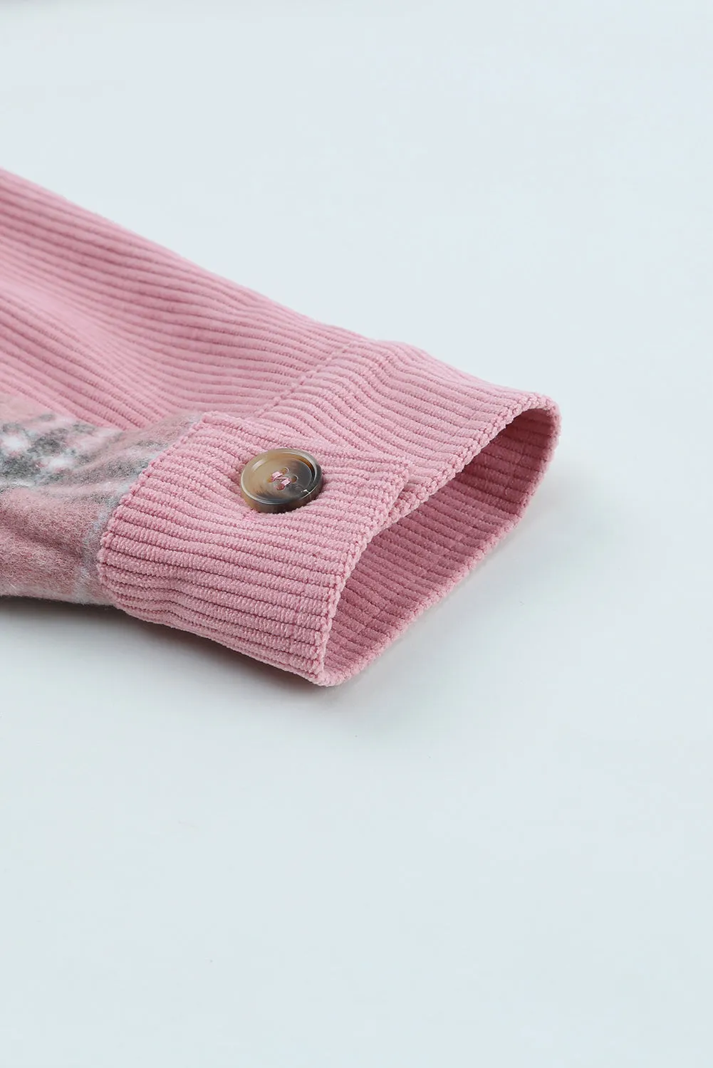 Pink Plaid Pattern Corduroy Shacket