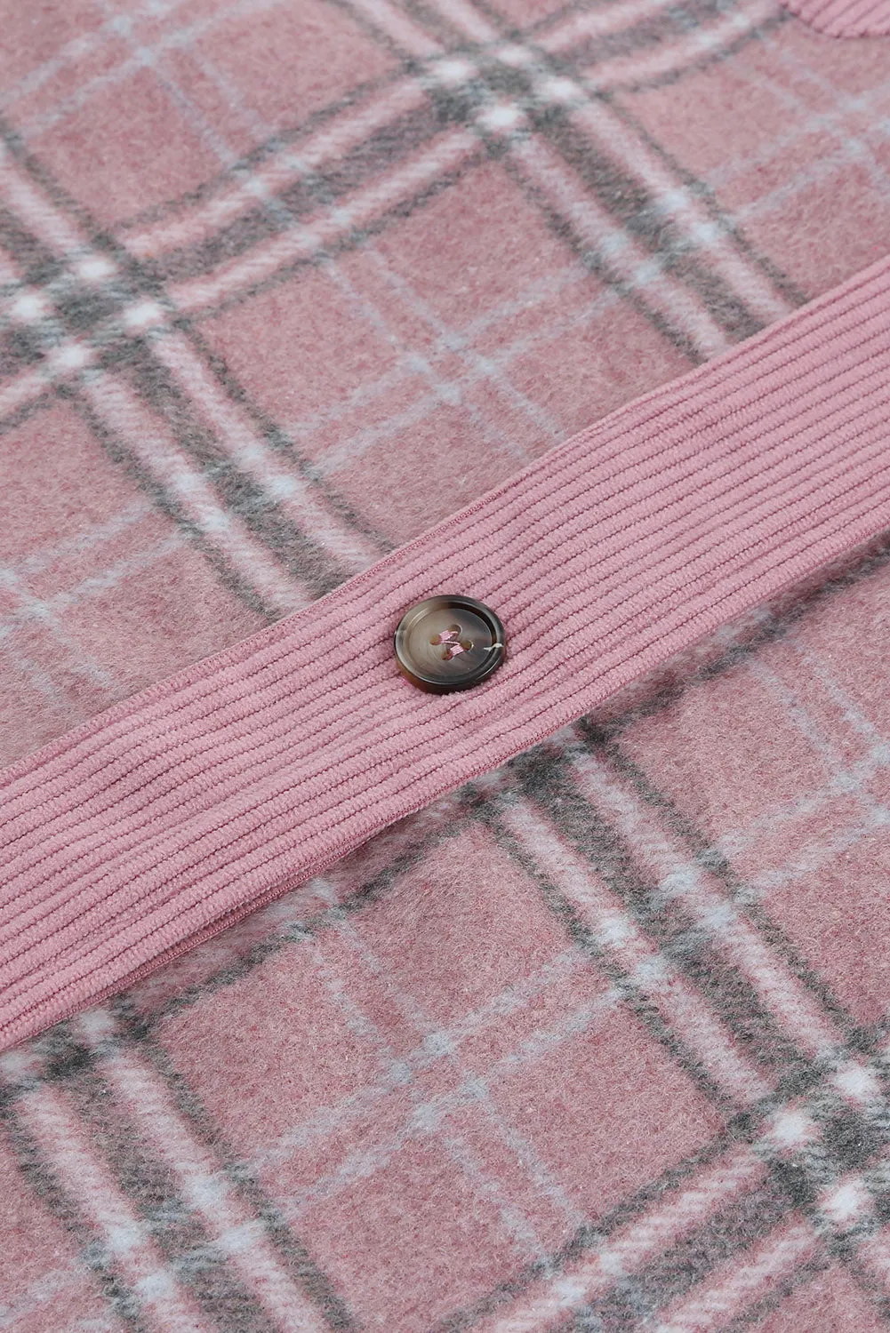 Pink Plaid Pattern Corduroy Shacket