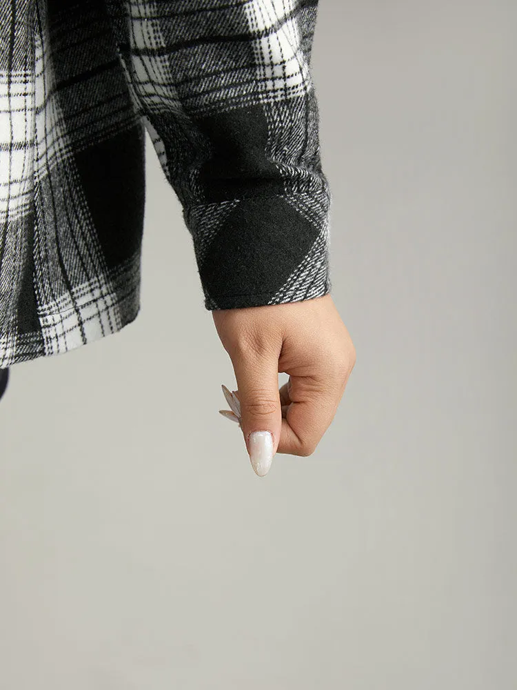 Plaid Patchwork Patched Pocket Button Through Shacket