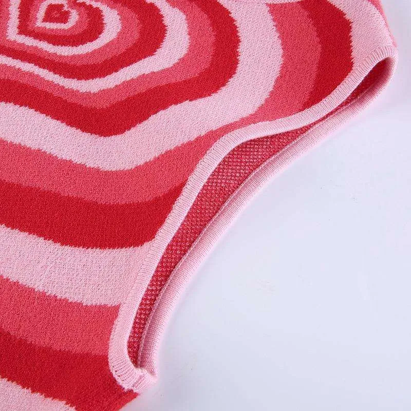 Striped Heart Retro Knit Vest