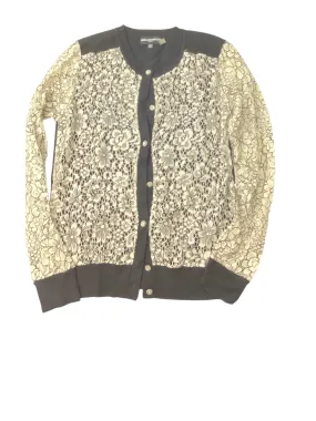 Sweater Cardigan By Karl Lagerfeld In Black & White, Size: S