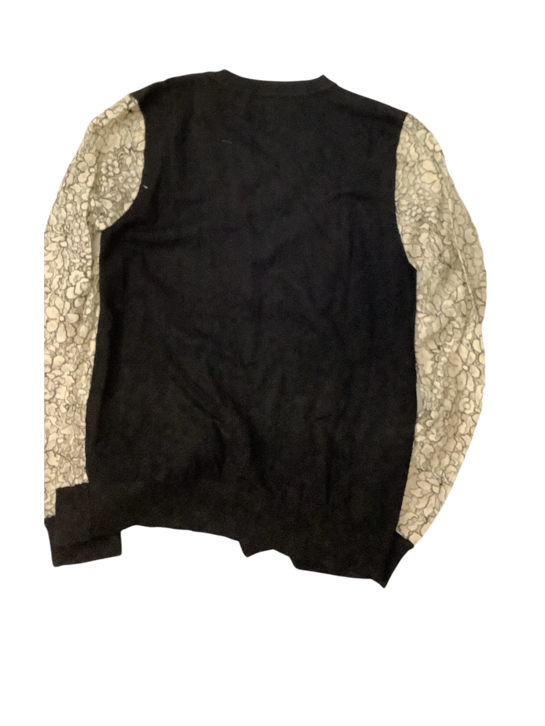 Sweater Cardigan By Karl Lagerfeld In Black & White, Size: S