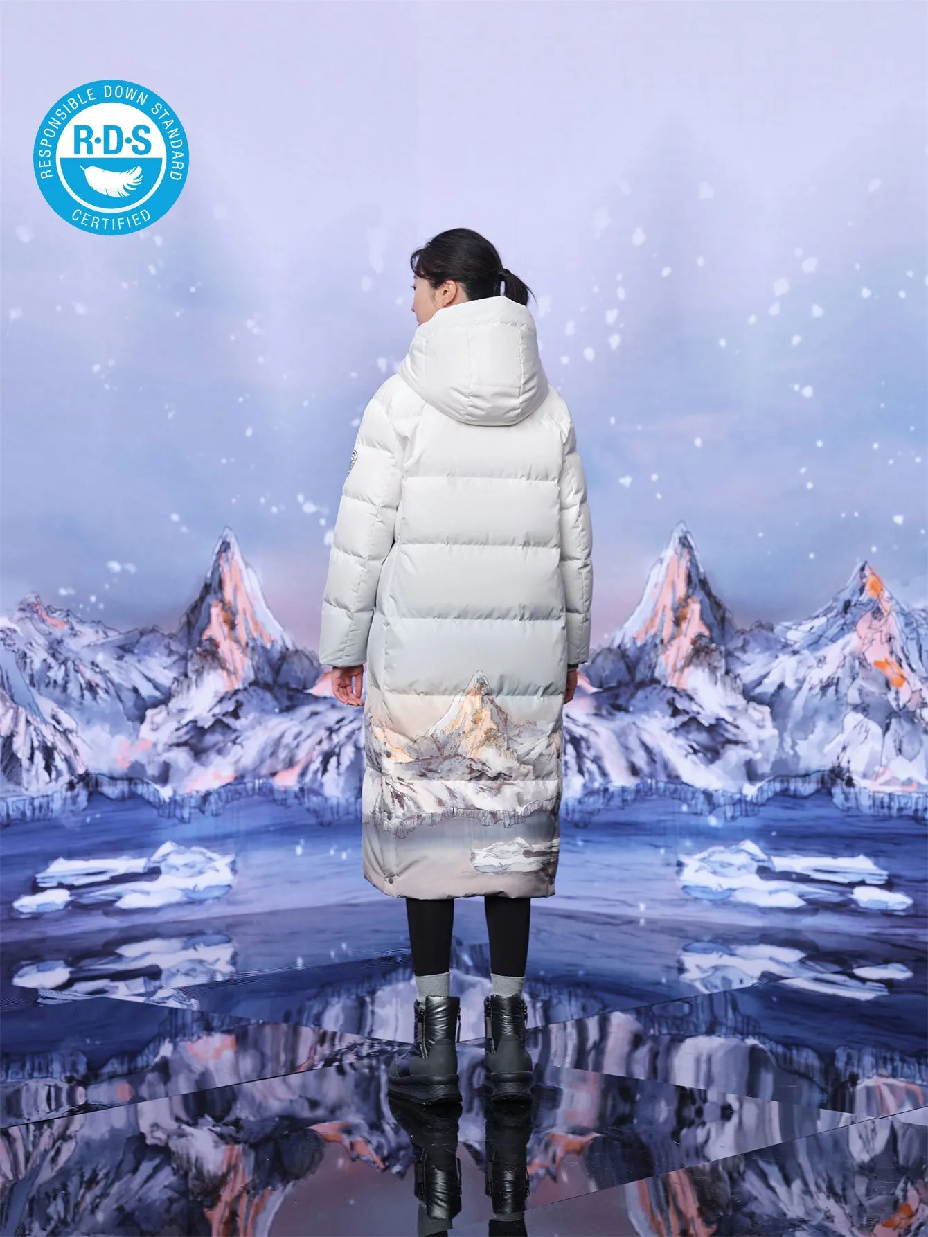 TANBOER Long Thick Hooded Puffer Down Jacket Women