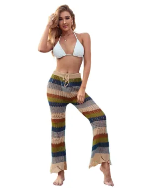 TEEK - Multicolored Drawstring Knitted Contrast Swim Pants