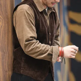 Vintage Corduroy Vests For Men - Casual French Workwear - Hunting Field Waistcoat